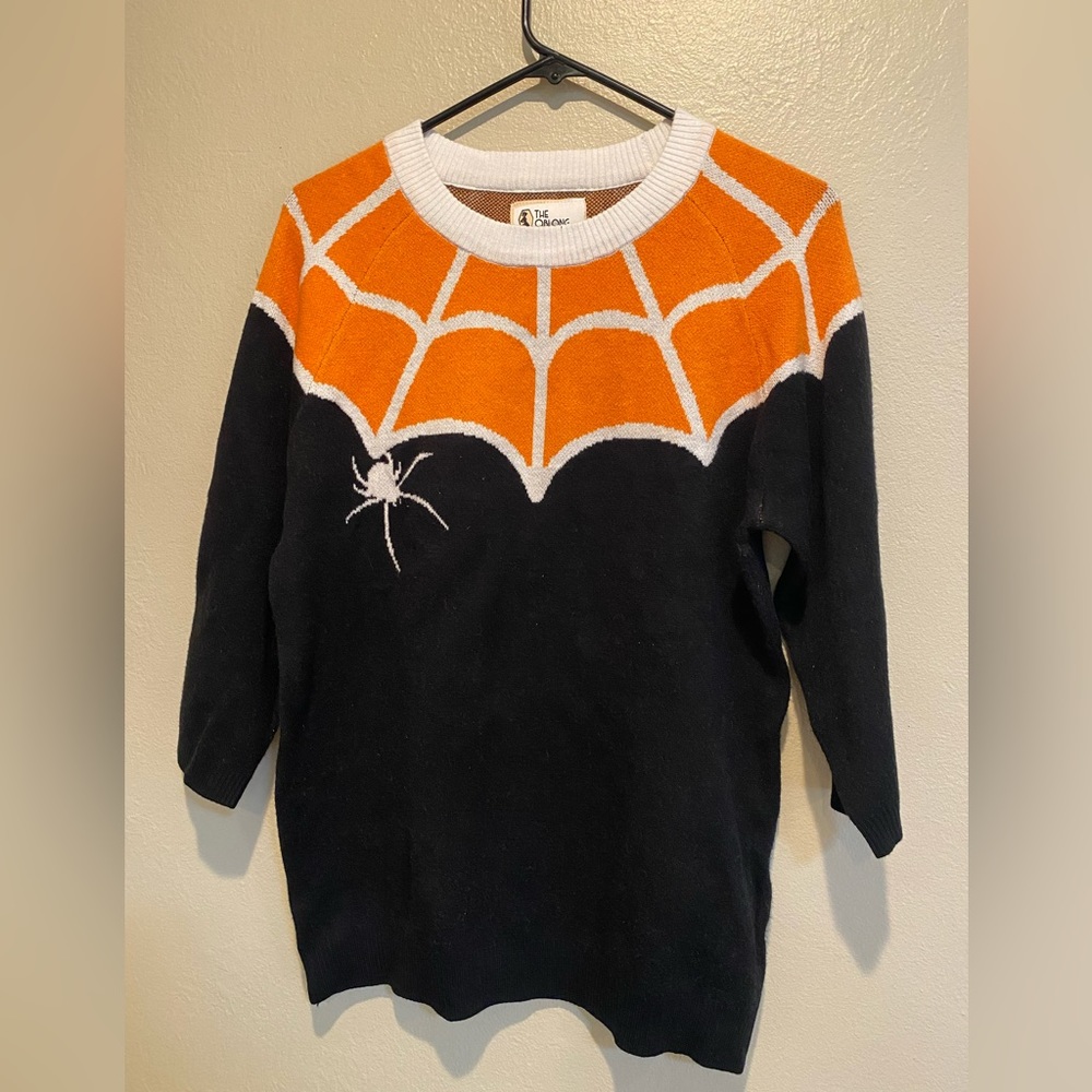 Orange You Spooky Spiderweb Sweater